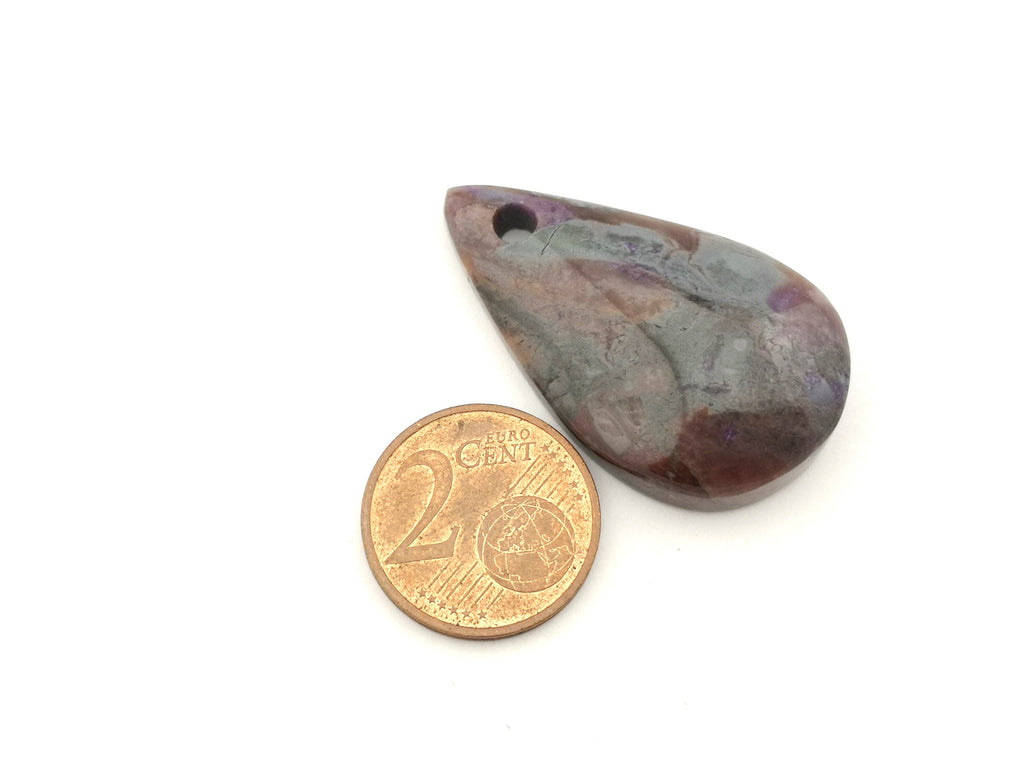 Sugilith Anhänger 51 ct – gebohrter violetter Edelstein mit Baumwollband | Sug241 – Bild 4