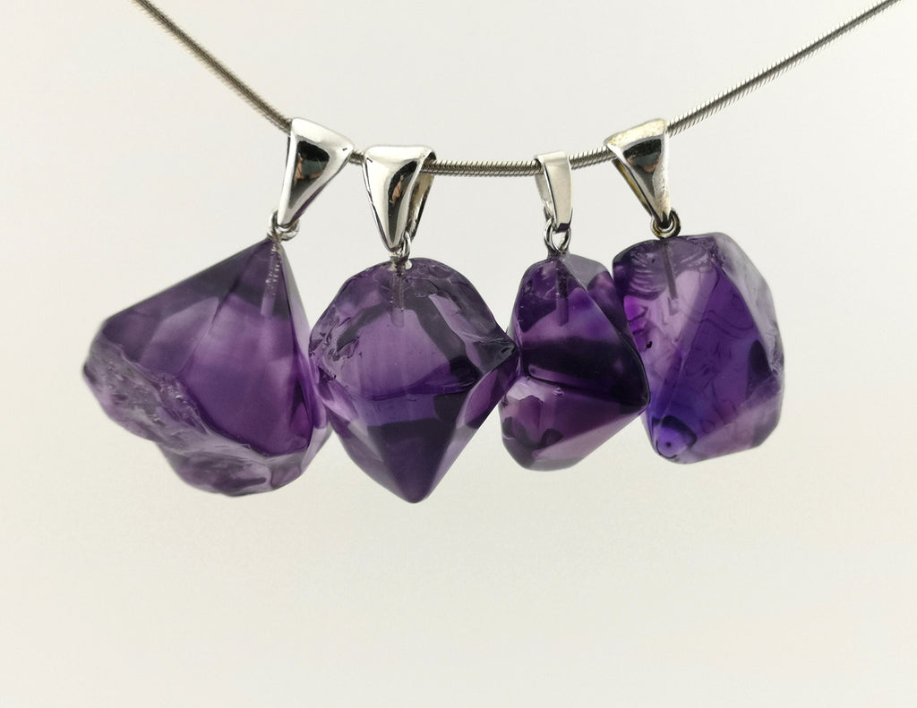 Amethyst Kristallspitzen Anhänger 925 Silber – Naturspitzen aus Sambia – Bild 1