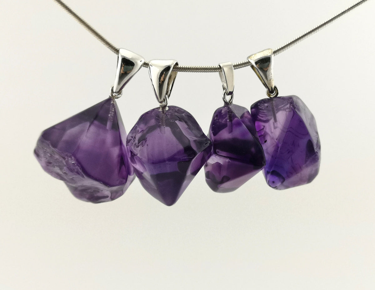 Amethyst Kristallspitzen Anhänger 925 Silber – Naturspitzen aus Sambia – Bild 1
