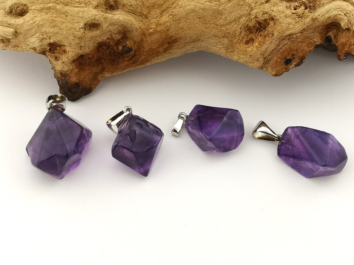 Amethyst Kristallspitzen Anhänger 925 Silber – Naturspitzen aus Sambia – Bild 2