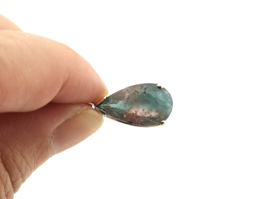 Wassermelonen-Turmalin Anhänger in 925 Silber – facettierter Tropfen 16,9 ct – Bild 4