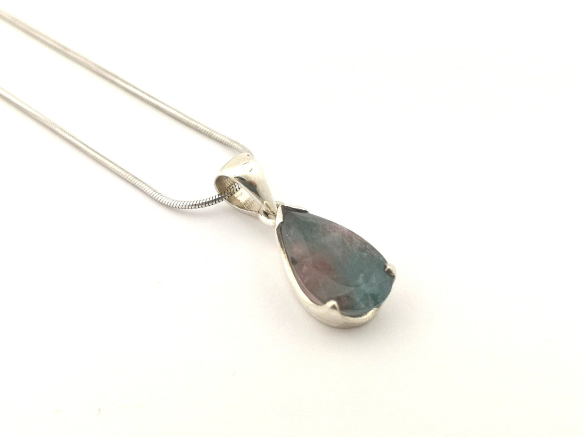 Wassermelonen-Turmalin Anhänger in 925 Silber – facettierter Tropfen 16,9 ct – Bild 5