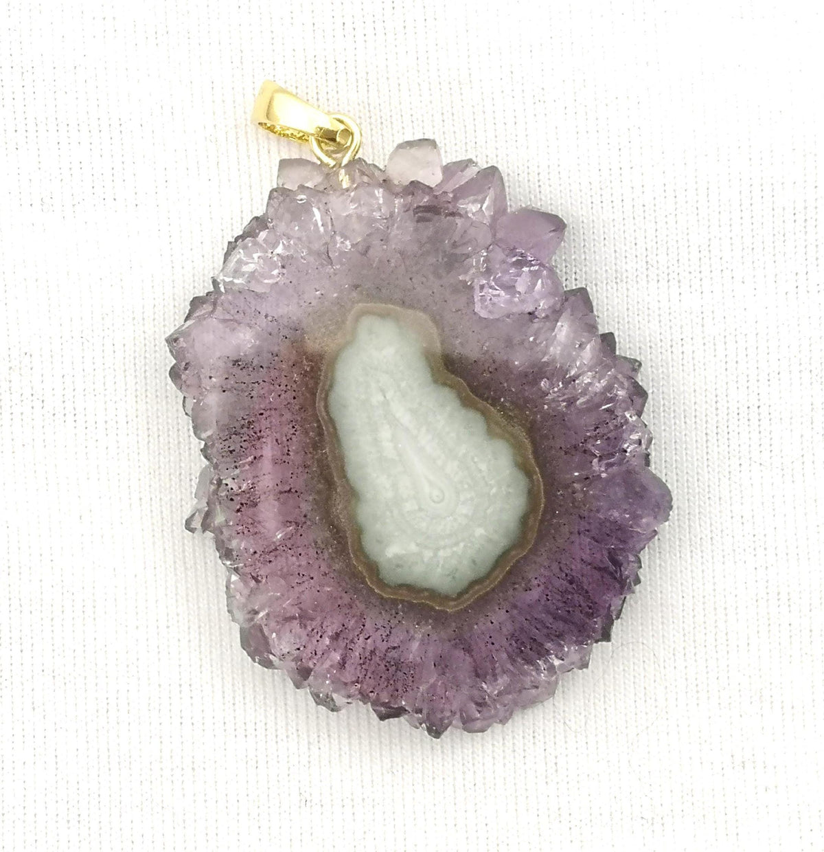 Amethyst Rosette Anhänger AM138 – vergoldete 925 Silberöse – Amethystblüte aus Brasilien – Bild 2