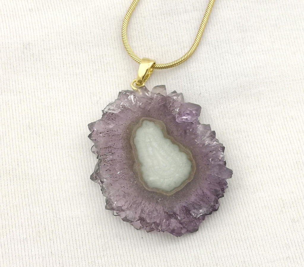Amethyst Rosette Anhänger AM138 – vergoldete 925 Silberöse – Amethystblüte aus Brasilien – Bild 3