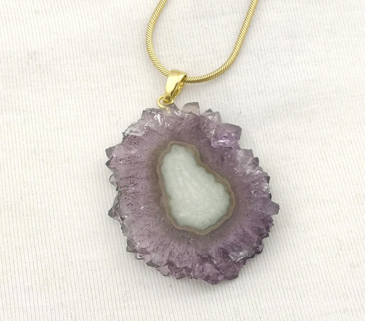 Amethyst Rosette Anhänger AM138 – vergoldete 925 Silberöse – Amethystblüte aus Brasilien – Bild 3