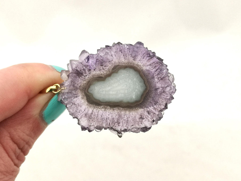 Amethyst Rosette Anhänger AM138 – vergoldete 925 Silberöse – Amethystblüte aus Brasilien – Bild 4