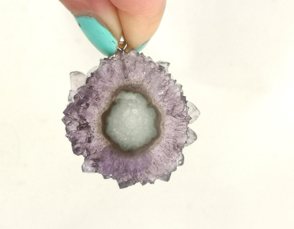 Amethyst Rosette Anhänger AM137 – 925 Silberöse – Amethystblüte aus Brasilien – Bild 2