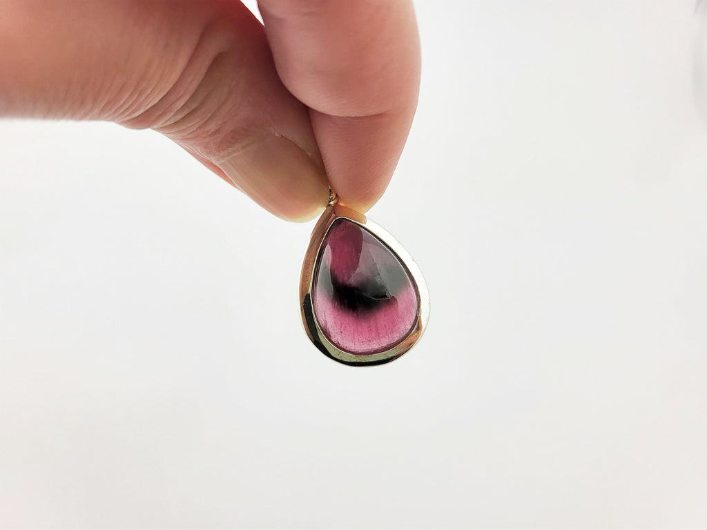 Rubellit Anhänger 925 Silber – roter Turmalin Cabochon AA Qualität – Bild 5