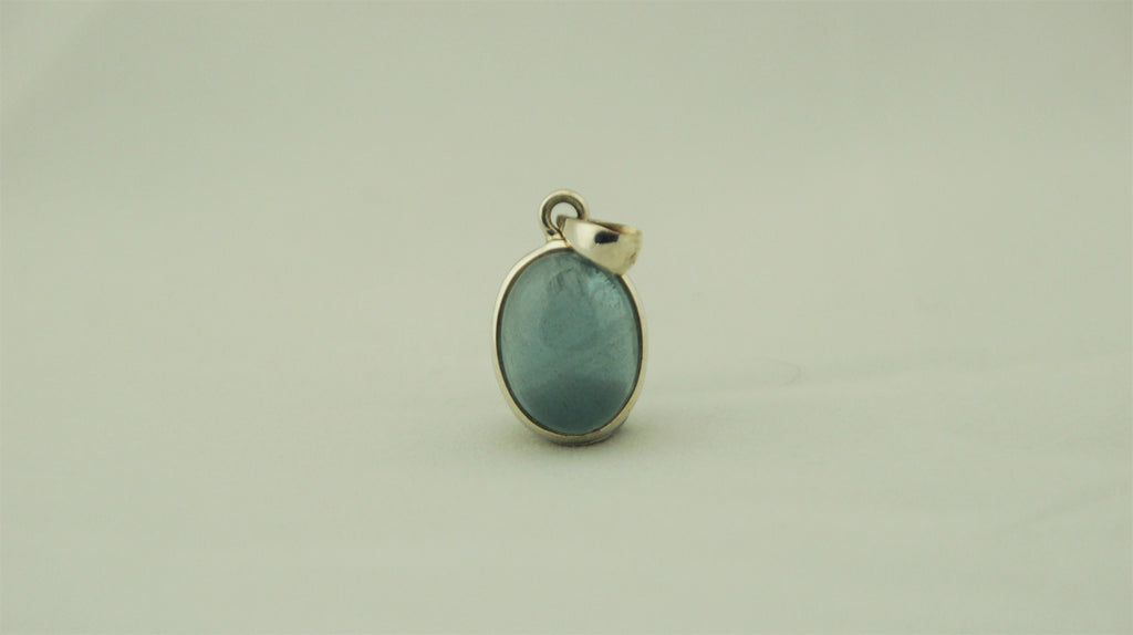 Aquamarin Anhänger 925 Silber – ovaler Cabochon – blauer Beryll – Bild 2