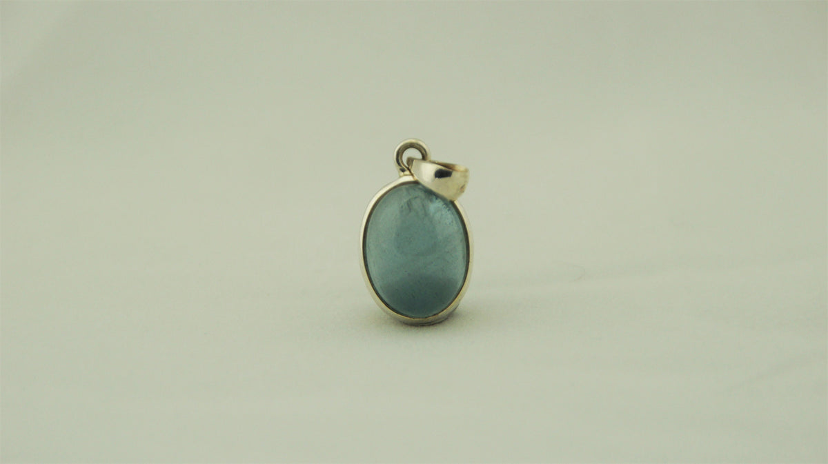 Aquamarin Anhänger 925 Silber – ovaler Cabochon – blauer Beryll – Bild 2