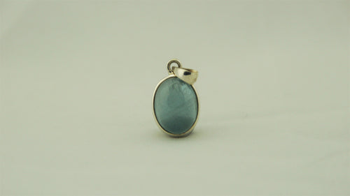 Aquamarin Anhänger 925 Silber – ovaler Cabochon – blauer Beryll – Bild 2