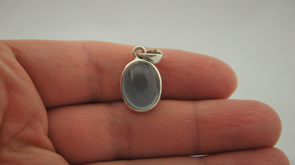 Aquamarin Anhänger 925 Silber – ovaler Cabochon – blauer Beryll – Bild 3