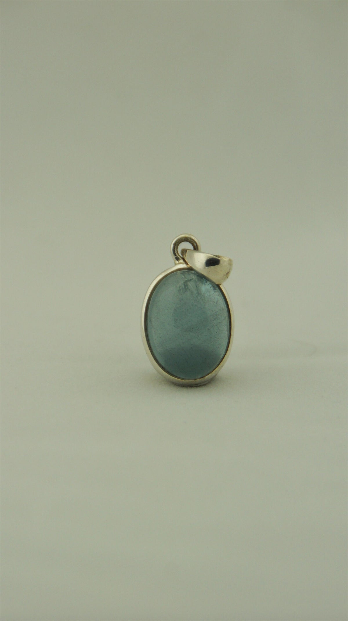 Aquamarin Anhänger 925 Silber – ovaler Cabochon – blauer Beryll – Bild 4