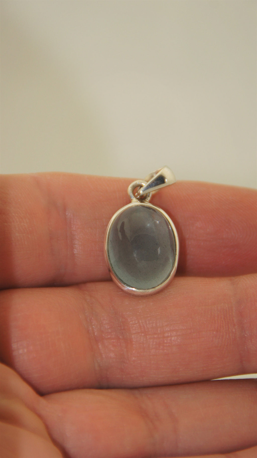 Aquamarin Anhänger 925 Silber – ovaler Cabochon – blauer Beryll – Bild 6