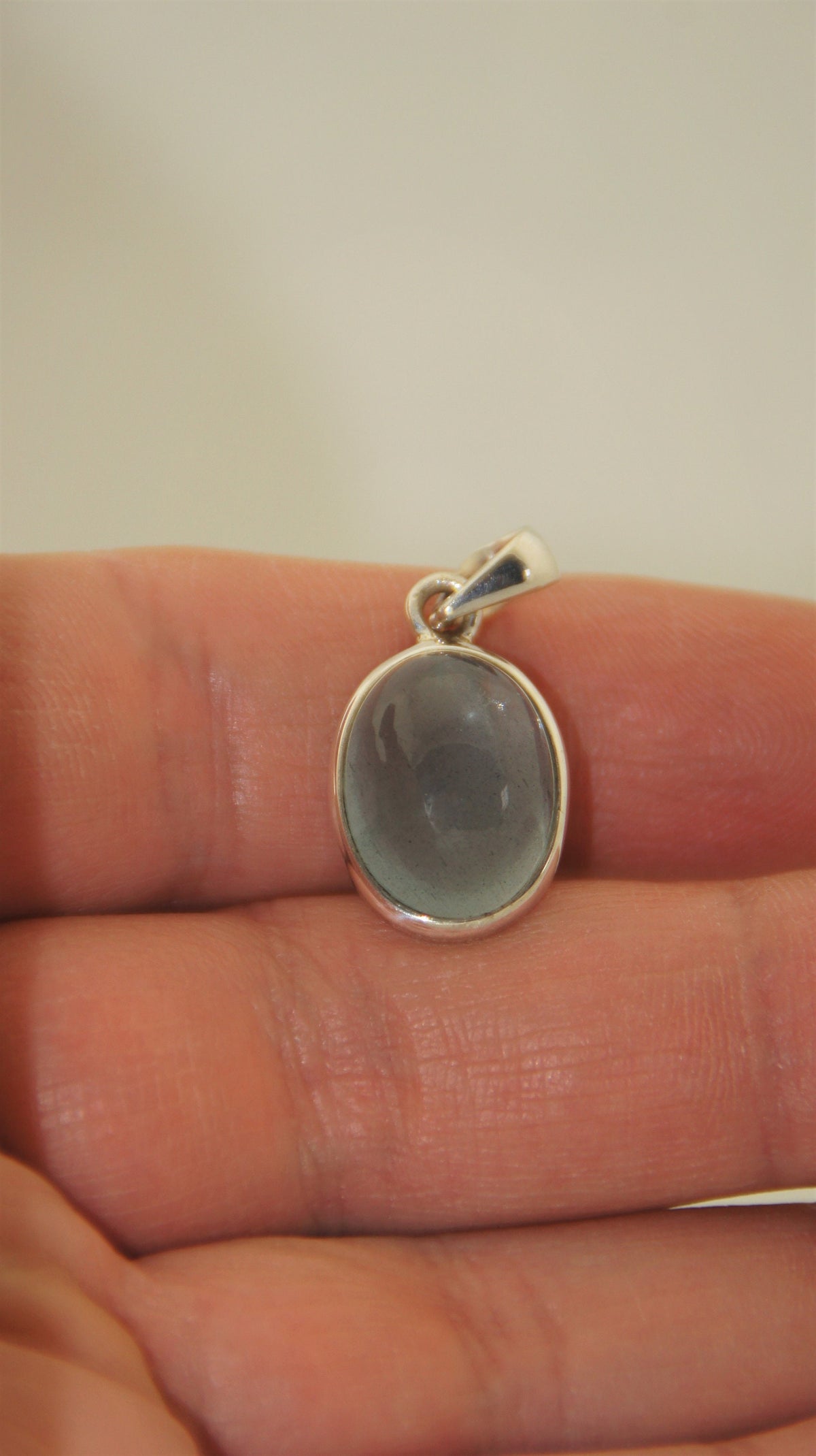 Aquamarin Anhänger 925 Silber – ovaler Cabochon – blauer Beryll – Bild 6