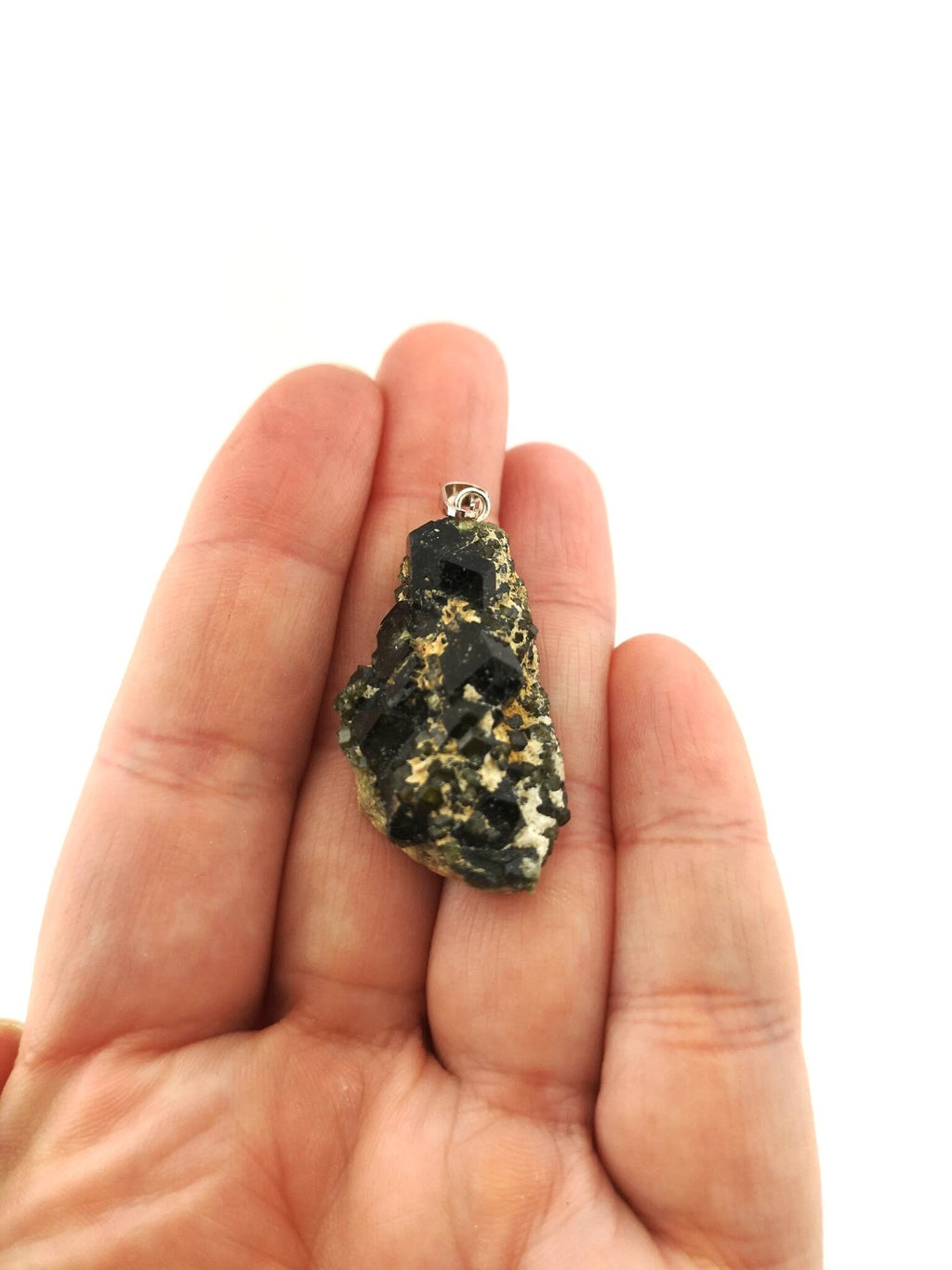 Demantoid Granat Anhänger – 925 Silberöse – Rohstein aus Namibia – 9 g – Bild 4