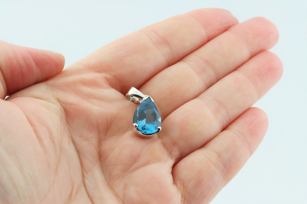 London Blue Topas Anhänger TO-015 – 925 Silber – facettierter Tropfen – 3,0 g – Bild 7