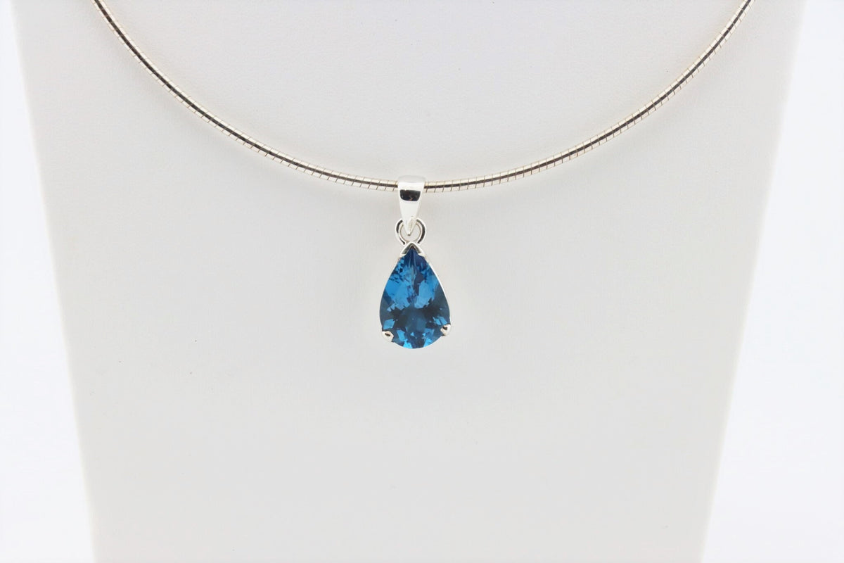 London Blue Topas Anhänger TO-015 – 925 Silber – facettierter Tropfen – 3,0 g – Bild 9