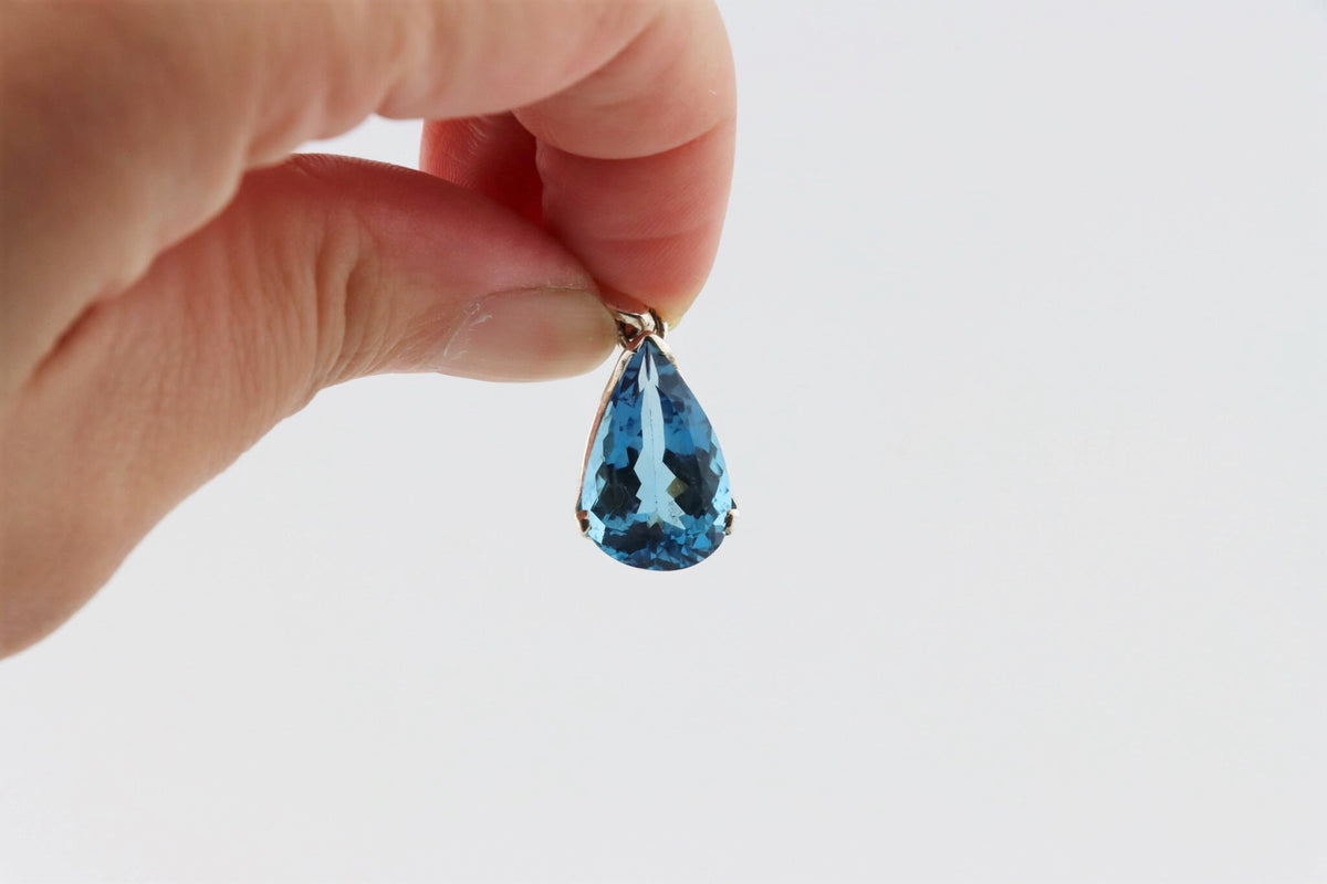 London Blue Topas Anhänger TO-012 – 925 Silber – facettierter Tropfen – 3,97 g – Bild 6