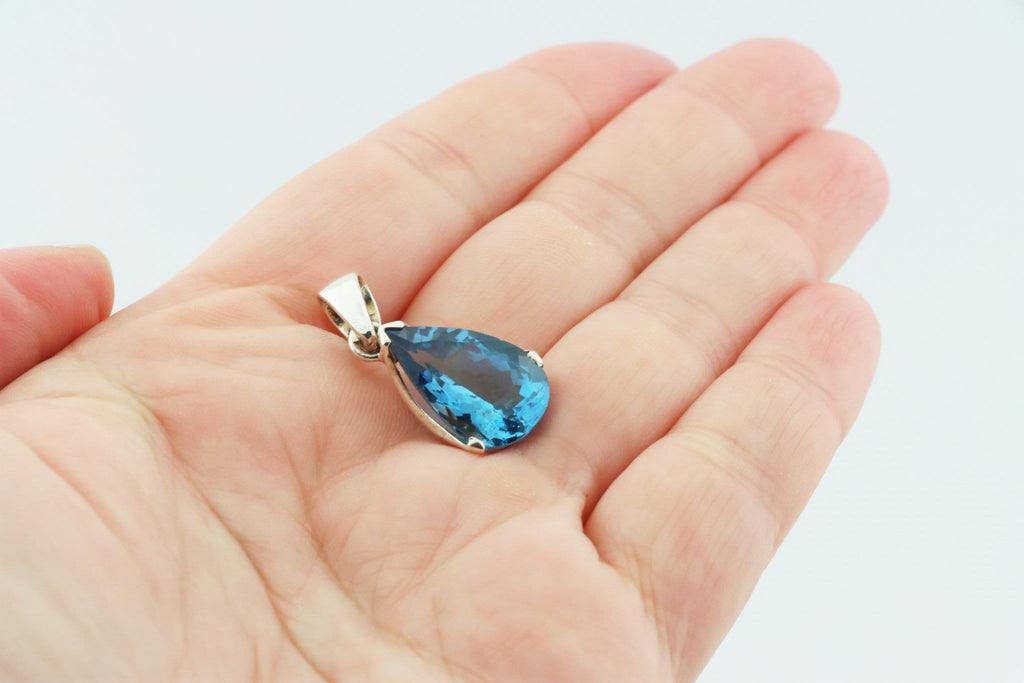 London Blue Topas Anhänger TO-012 – 925 Silber – facettierter Tropfen – 3,97 g – Bild 7