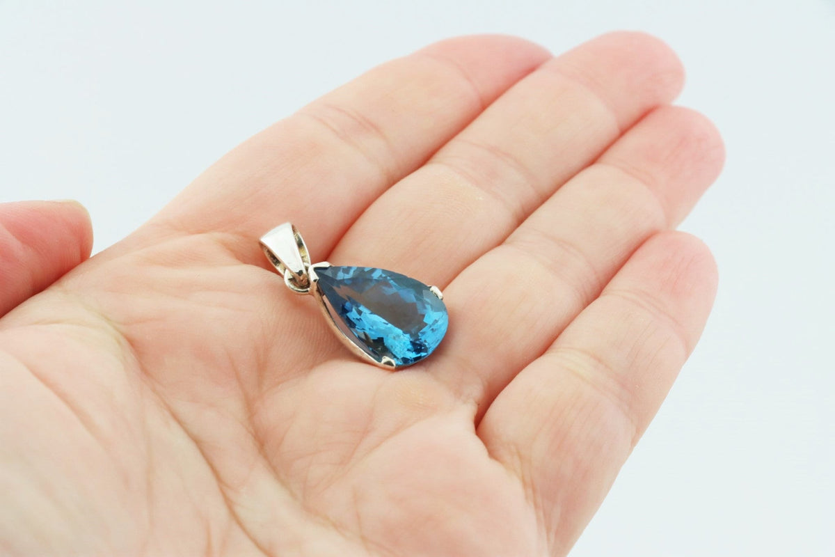 London Blue Topas Anhänger TO-012 – 925 Silber – facettierter Tropfen – 3,97 g – Bild 7