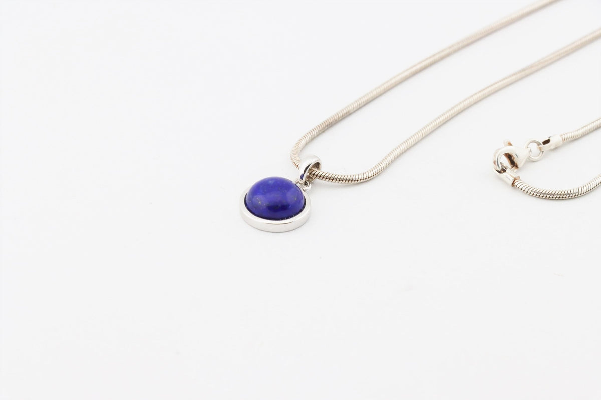 Lapis Lazuli Anhänger 925 Silber - AA Quality minimalistischer Lapislazuli, Lapis Lazuli Kette, natürlicher Edelstein Cabochon gefasst – Bild 10