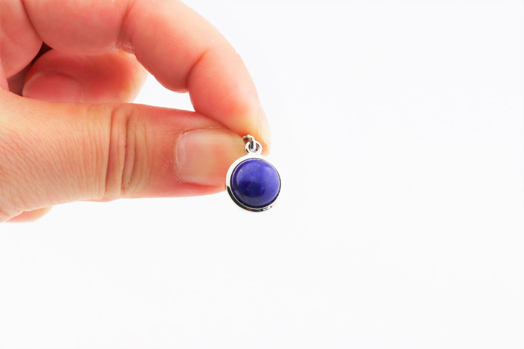 Lapis Lazuli Anhänger 925 Silber - AA Quality minimalistischer Lapislazuli, Lapis Lazuli Kette, natürlicher Edelstein Cabochon gefasst – Bild 5