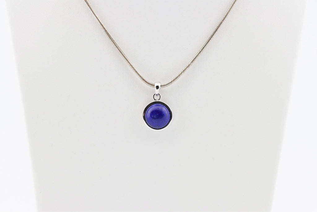 Lapis Lazuli Anhänger 925 Silber - AA Quality minimalistischer Lapislazuli, Lapis Lazuli Kette, natürlicher Edelstein Cabochon gefasst – Bild 8
