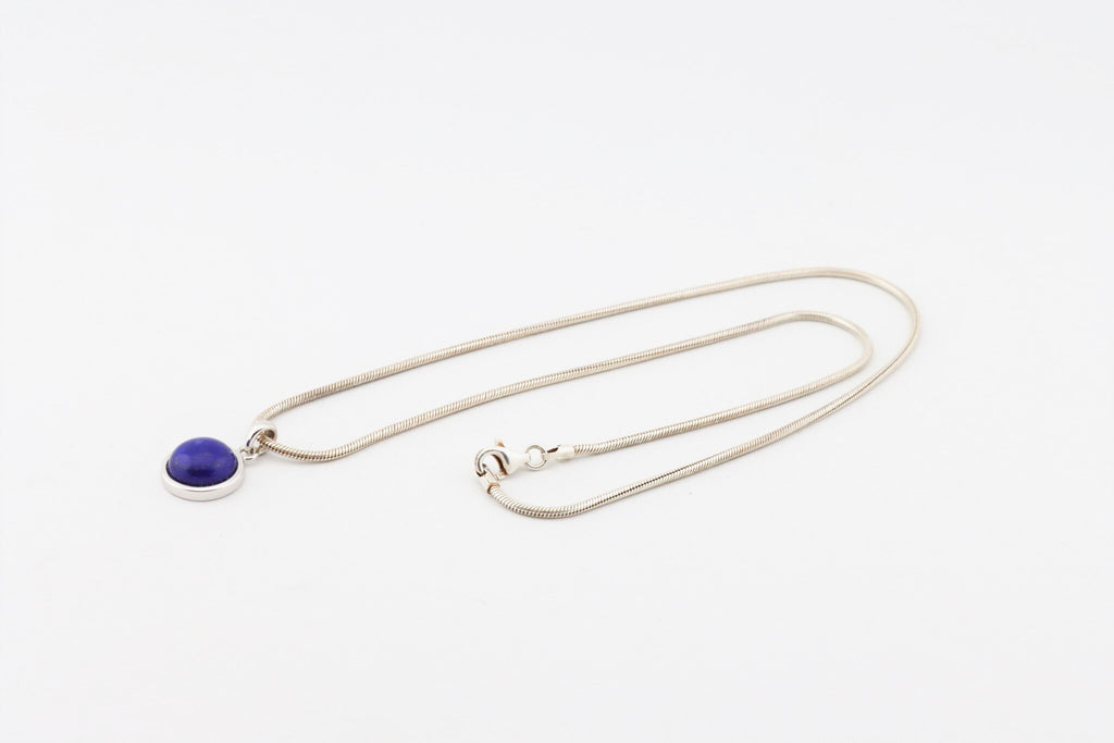 Lapis Lazuli Anhänger 925 Silber - AA Quality minimalistischer Lapislazuli, Lapis Lazuli Kette, natürlicher Edelstein Cabochon gefasst – Bild 9