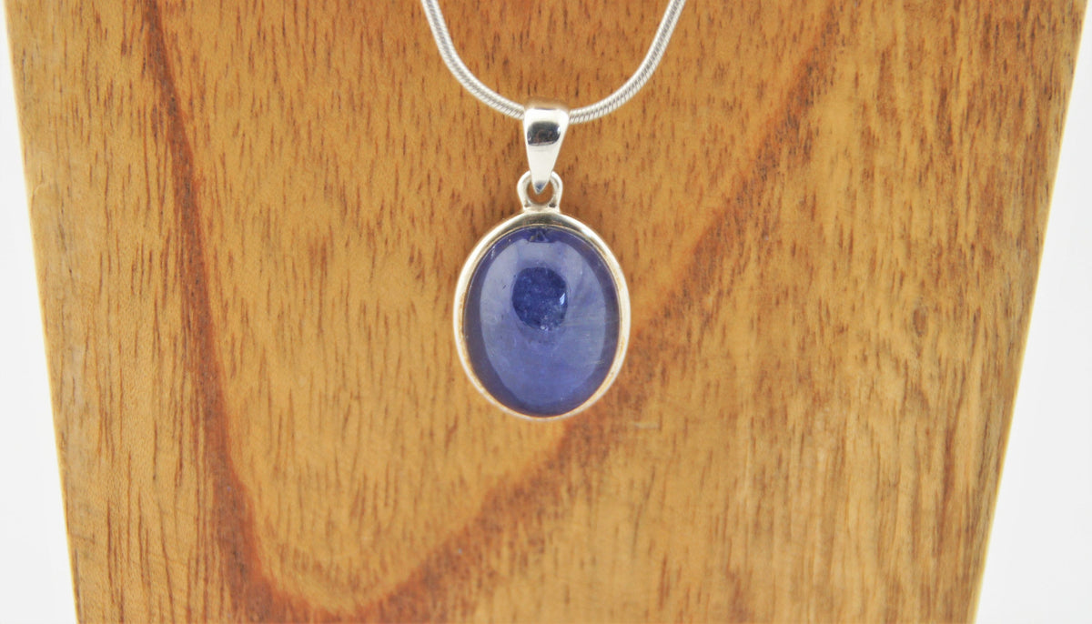 Tansanit Anhänger 44,5 ct in 925 Silber – großer ovaler Cabochon aus Tansania – Bild 1