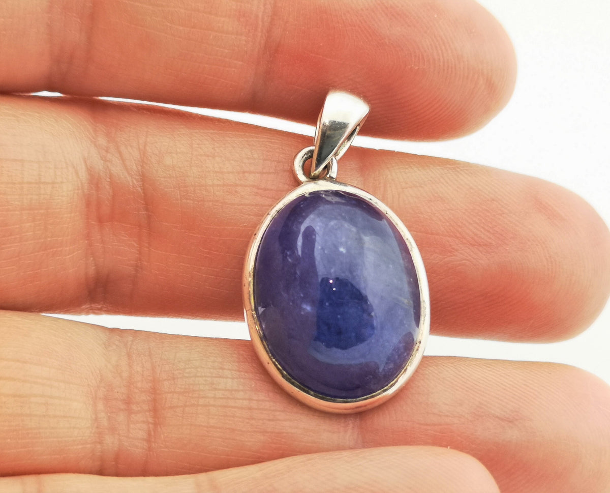 Tansanit Anhänger 44,5 ct in 925 Silber – großer ovaler Cabochon aus Tansania – Bild 4