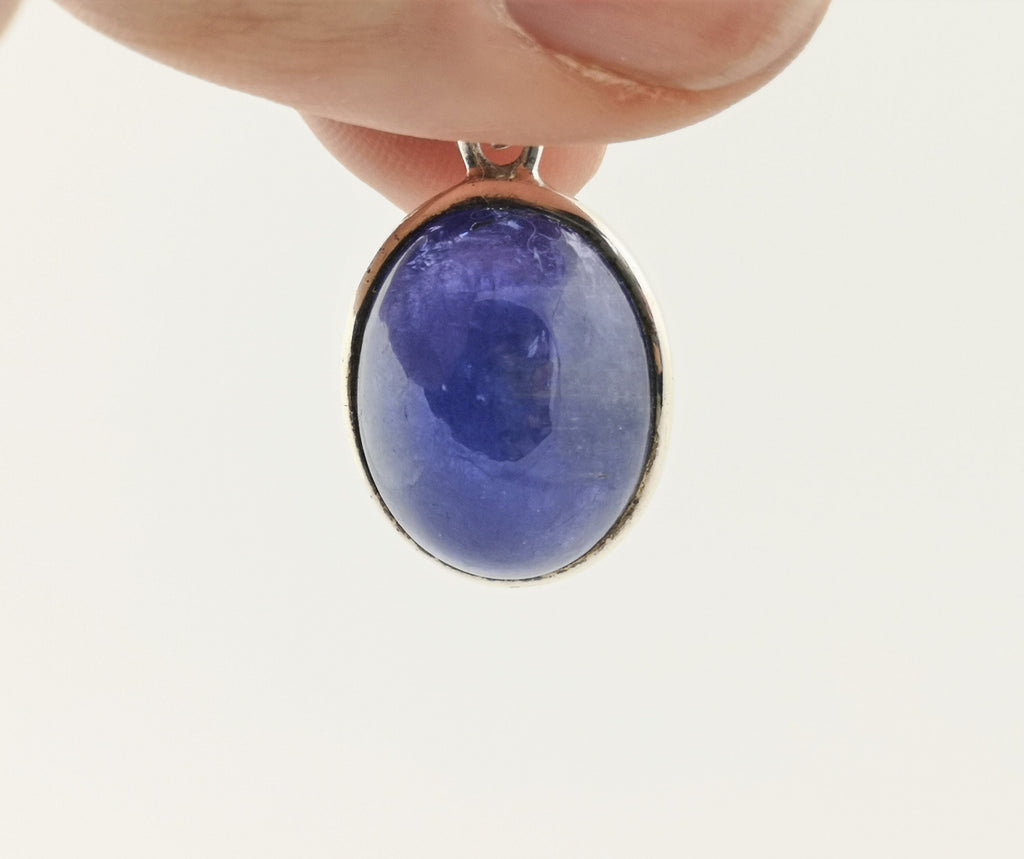 Tansanit Anhänger 44,5 ct in 925 Silber – großer ovaler Cabochon aus Tansania – Bild 9