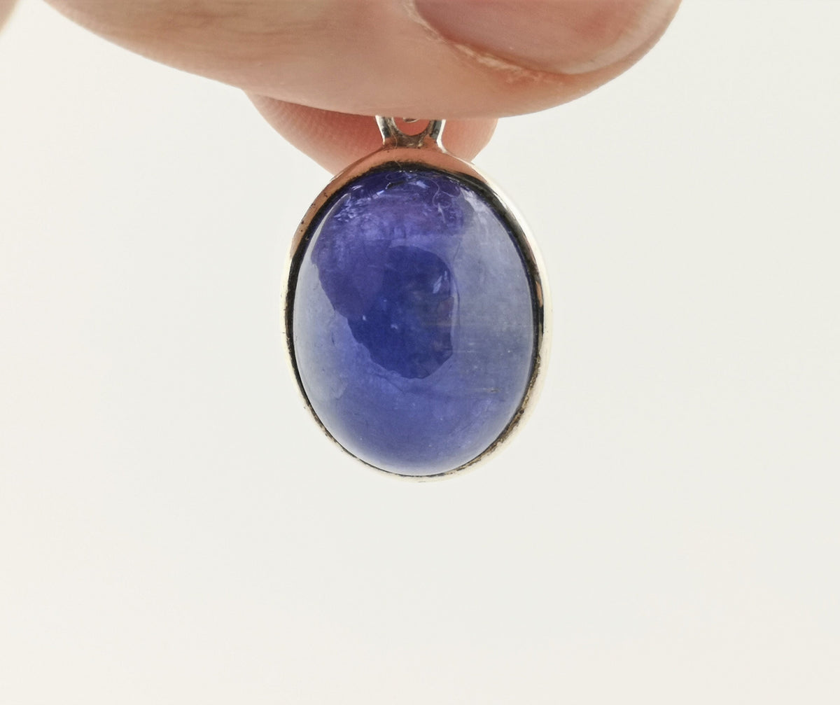 Tansanit Anhänger 44,5 ct in 925 Silber – großer ovaler Cabochon aus Tansania – Bild 9