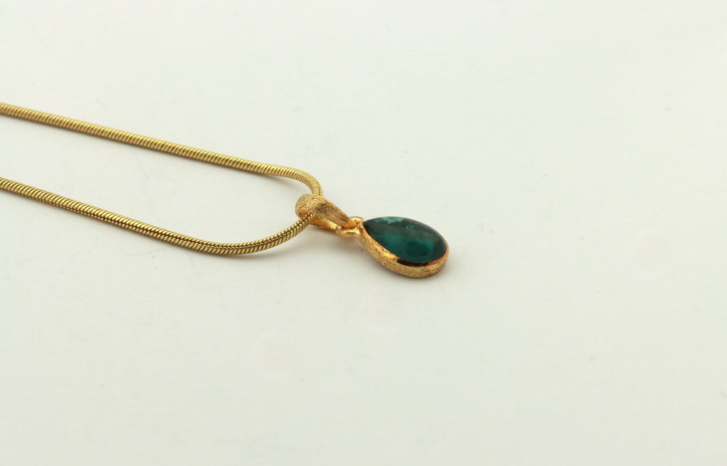Indigolith Anhänger 6,6 ct – blauer Turmalin aus Brasilien, vergoldete 925 Silberfassung, Cabochon Tropfen IND101 – Bild 3