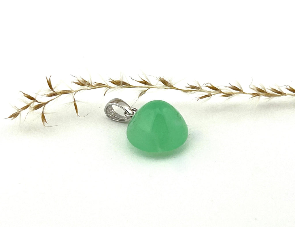 Chrysopras Anhänger CHR230 – 925 Silberöse – grüner Chalcedon – ohne Kette – Bild 1