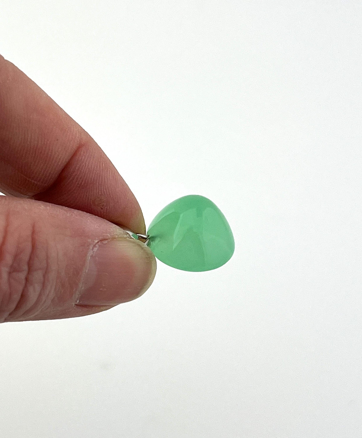 Chrysopras Anhänger CHR230 – 925 Silberöse – grüner Chalcedon – ohne Kette – Bild 3