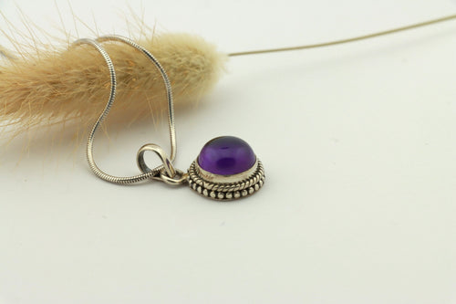 Amethyst Anhänger 925 Silber – Granulationsfassung – lila Edelstein aus Brasilien – Bild 1