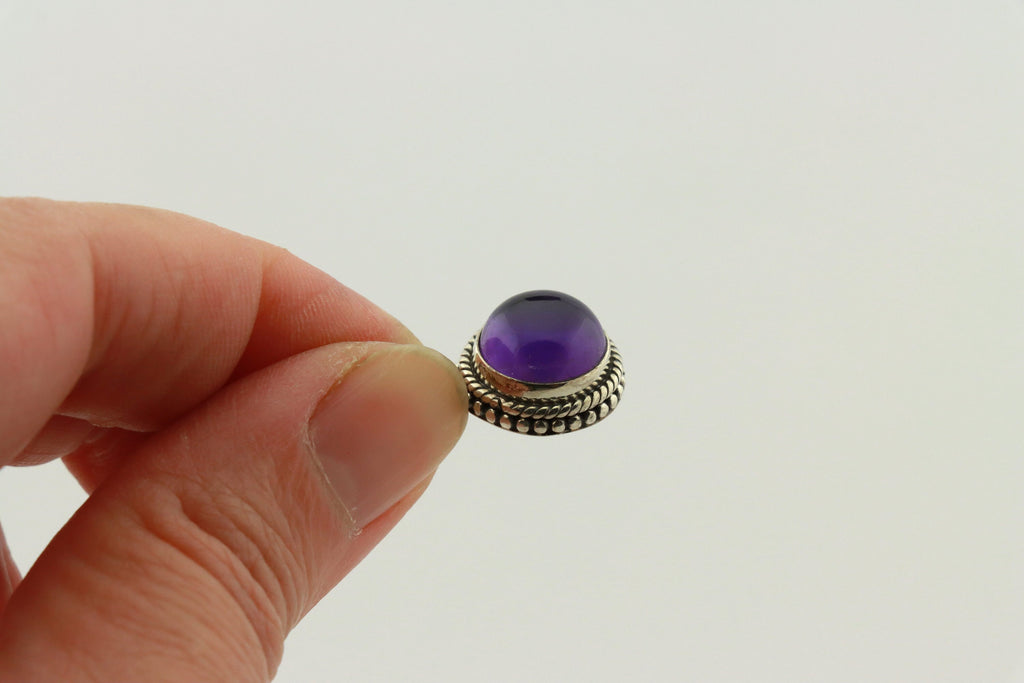Amethyst Anhänger 925 Silber – Granulationsfassung – lila Edelstein aus Brasilien – Bild 5