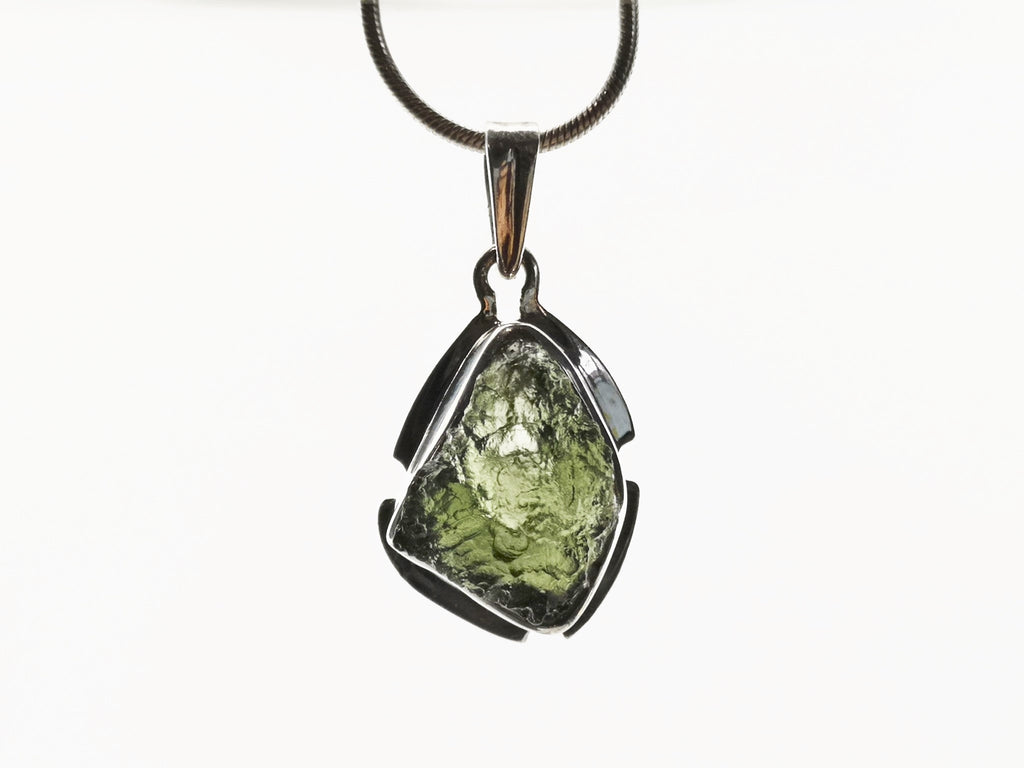 Moldavit Anhänger 30 ct – großer echter Rohstein aus Tschechien – 925 Silber – Bild 1