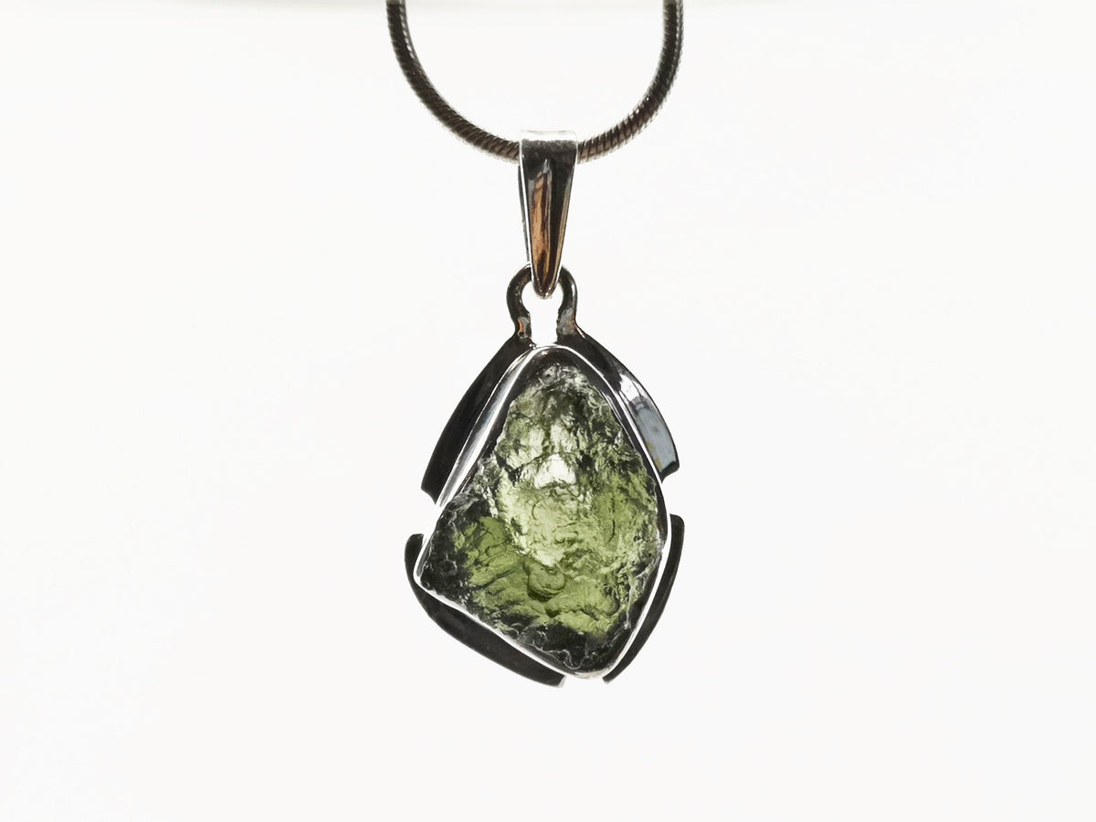 Moldavit Anhänger 30 ct – großer echter Rohstein aus Tschechien – 925 Silber – Bild 1
