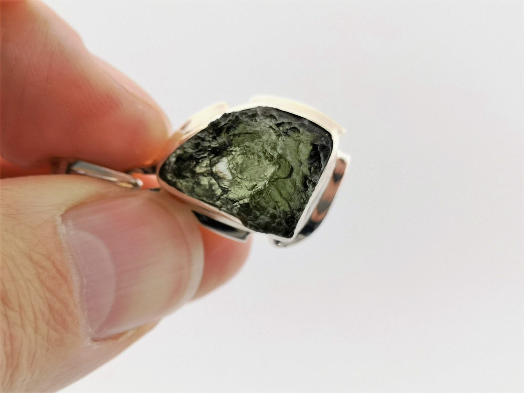 Moldavit Anhänger 30 ct – großer echter Rohstein aus Tschechien – 925 Silber – Bild 3