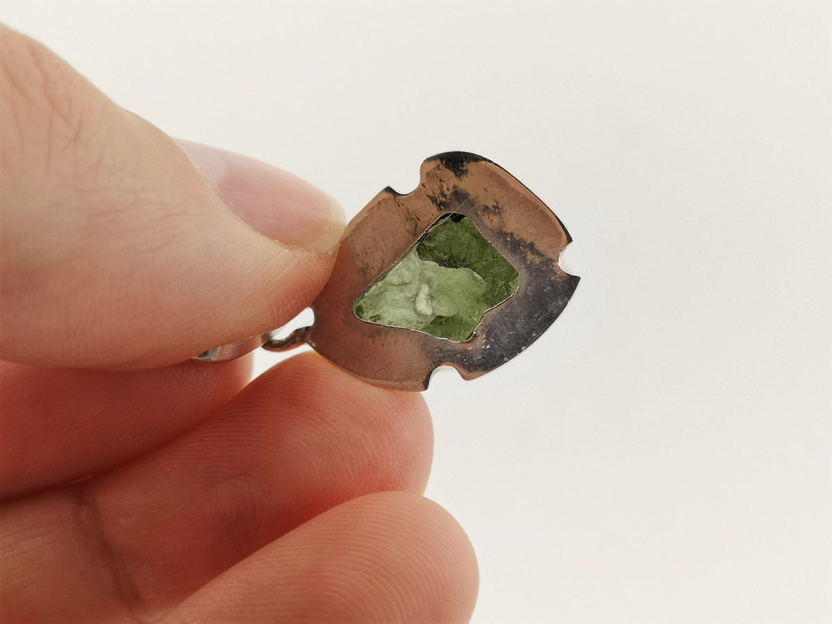 Moldavit Anhänger 30 ct – großer echter Rohstein aus Tschechien – 925 Silber – Bild 4