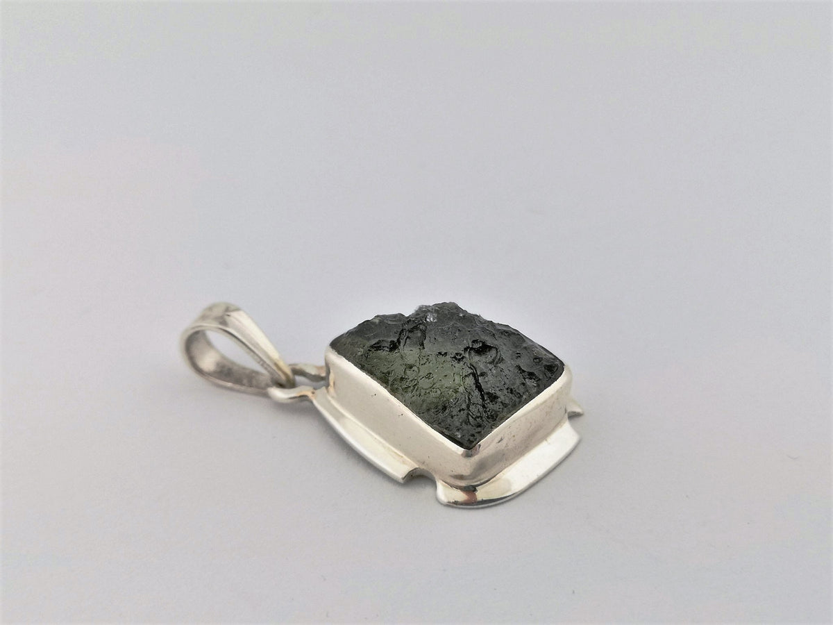 Moldavit Anhänger 30 ct – großer echter Rohstein aus Tschechien – 925 Silber – Bild 5