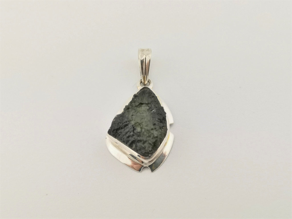 Moldavit Anhänger 30 ct – großer echter Rohstein aus Tschechien – 925 Silber – Bild 6