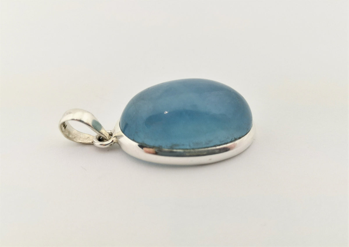 Aquamarin Anhänger 925 Silber – ovaler Cabochon aus Brasilien – 9,5 g – Bild 2