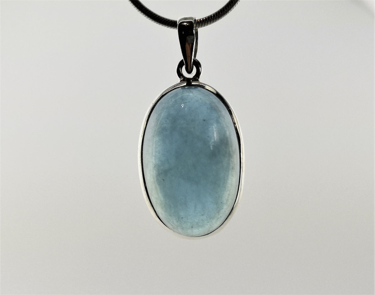 Aquamarin Anhänger 925 Silber – ovaler Cabochon aus Brasilien – 9,5 g – Bild 8