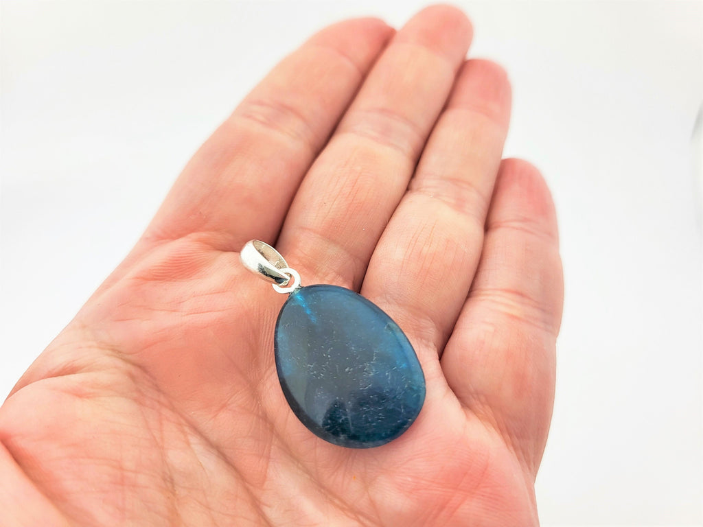 Blauer Apatit Anhänger 925 Silber – polierter Tropfen – Bild 5