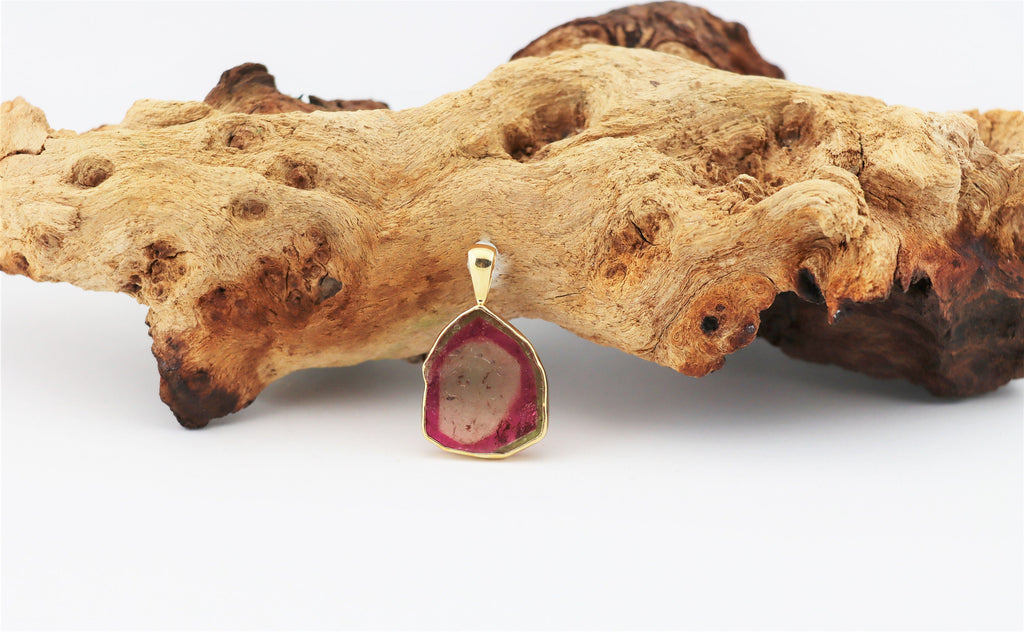 Wassermelonen-Turmalin Anhänger Unikat – 23 ct in vergoldetem 925 Silber – Bild 2