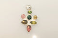 Mehrfarbiger Turmalin Anhänger in 925 Silber – sieben Cabochons in Regenbogenfarben – Bild 1