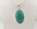 Großer Amazonit Anhänger 925 Silber – ovaler Cabochon – grüner Edelstein aus Russland – Bild 1